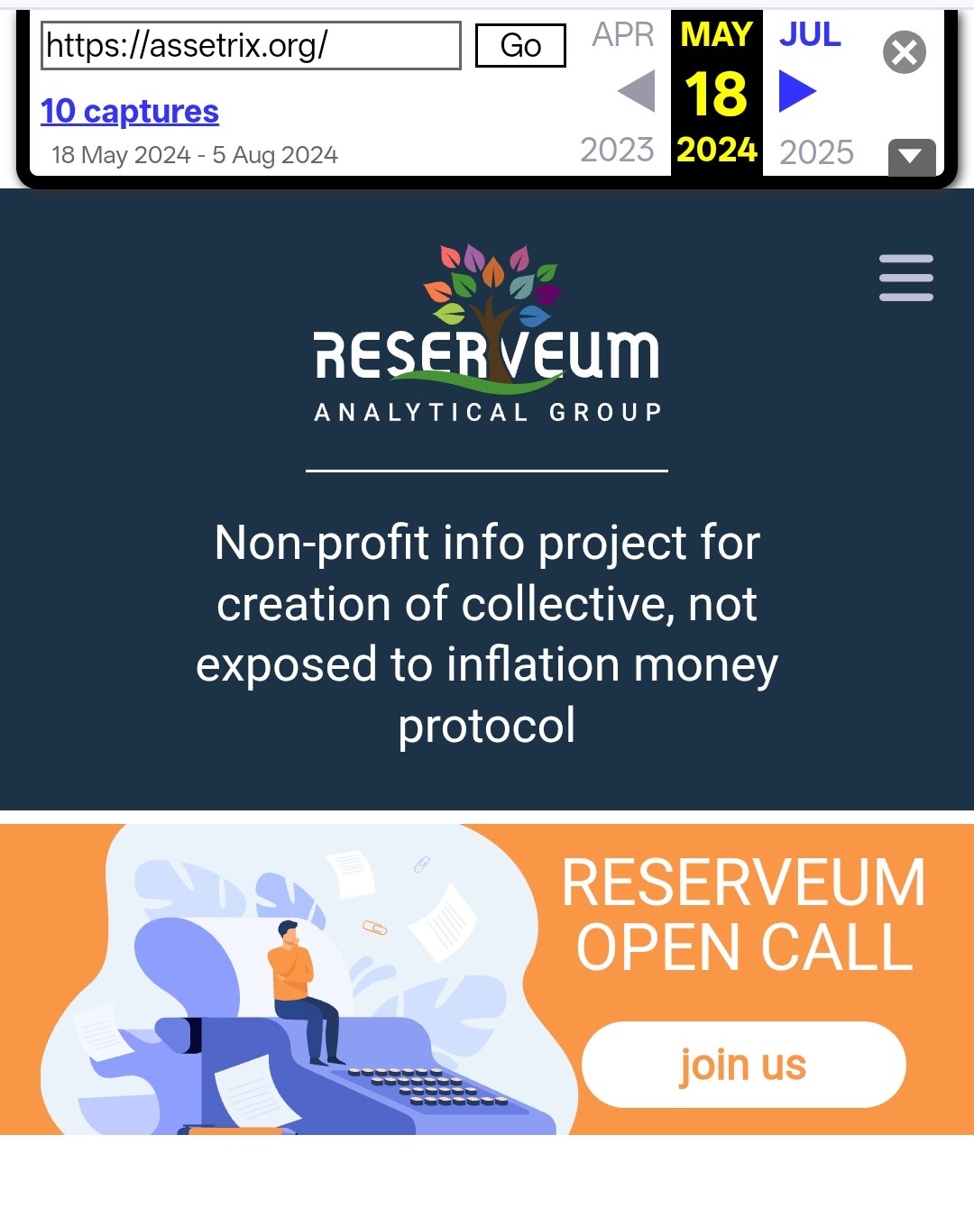 assetrix.org on 18 May 2024 serving the Reserveum site